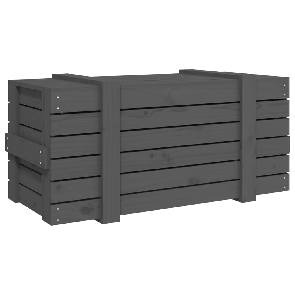 Opbergbox 9X40,5X42 Cm Massief Grenenhout 91 x 40.5 x 42 cm Grijs