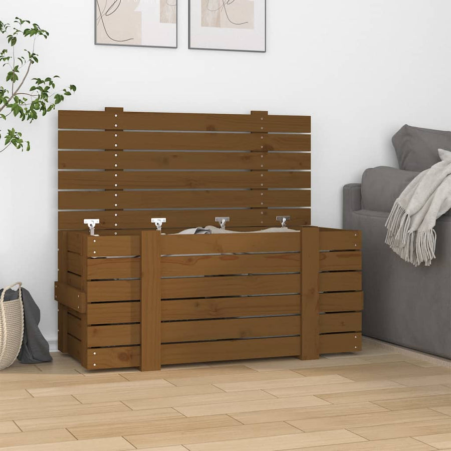 Opbergbox 91X40,5X42 Cm Massief Grenenhout Honingbruin