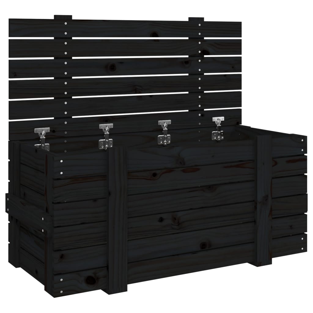 Opbergbox 9X40,5X42 Cm Massief Grenenhout 91 x 40.5 x 42 cm Zwart