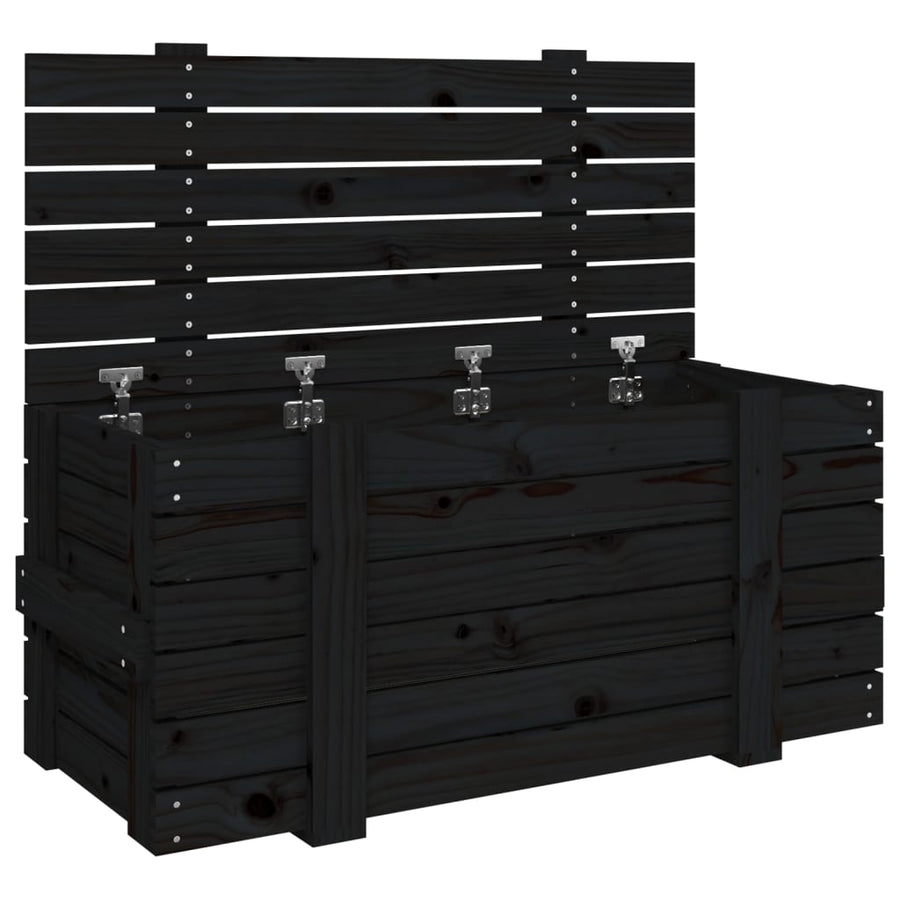 Opbergbox 9X40,5X42 Cm Massief Grenenhout 91 x 40.5 x 42 cm Zwart