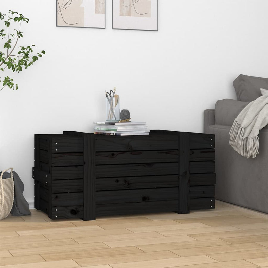 Opbergbox 9X40,5X42 Cm Massief Grenenhout 91 x 40.5 x 42 cm Zwart