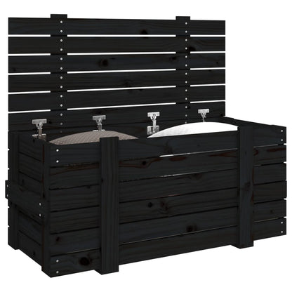 Opbergbox 9X40,5X42 Cm Massief Grenenhout 91 x 40.5 x 42 cm Zwart