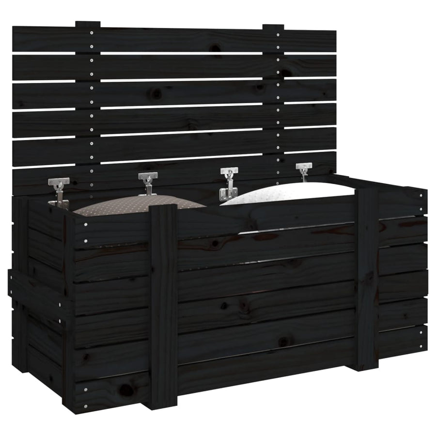 Opbergbox 9X40,5X42 Cm Massief Grenenhout 91 x 40.5 x 42 cm Zwart
