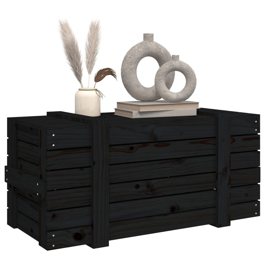 Opbergbox 9X40,5X42 Cm Massief Grenenhout 91 x 40.5 x 42 cm Zwart