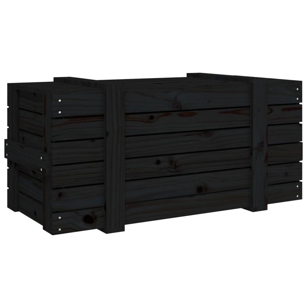 Opbergbox 9X40,5X42 Cm Massief Grenenhout 91 x 40.5 x 42 cm Zwart