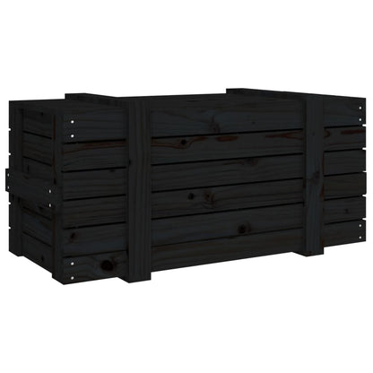 Opbergbox 9X40,5X42 Cm Massief Grenenhout 91 x 40.5 x 42 cm Zwart
