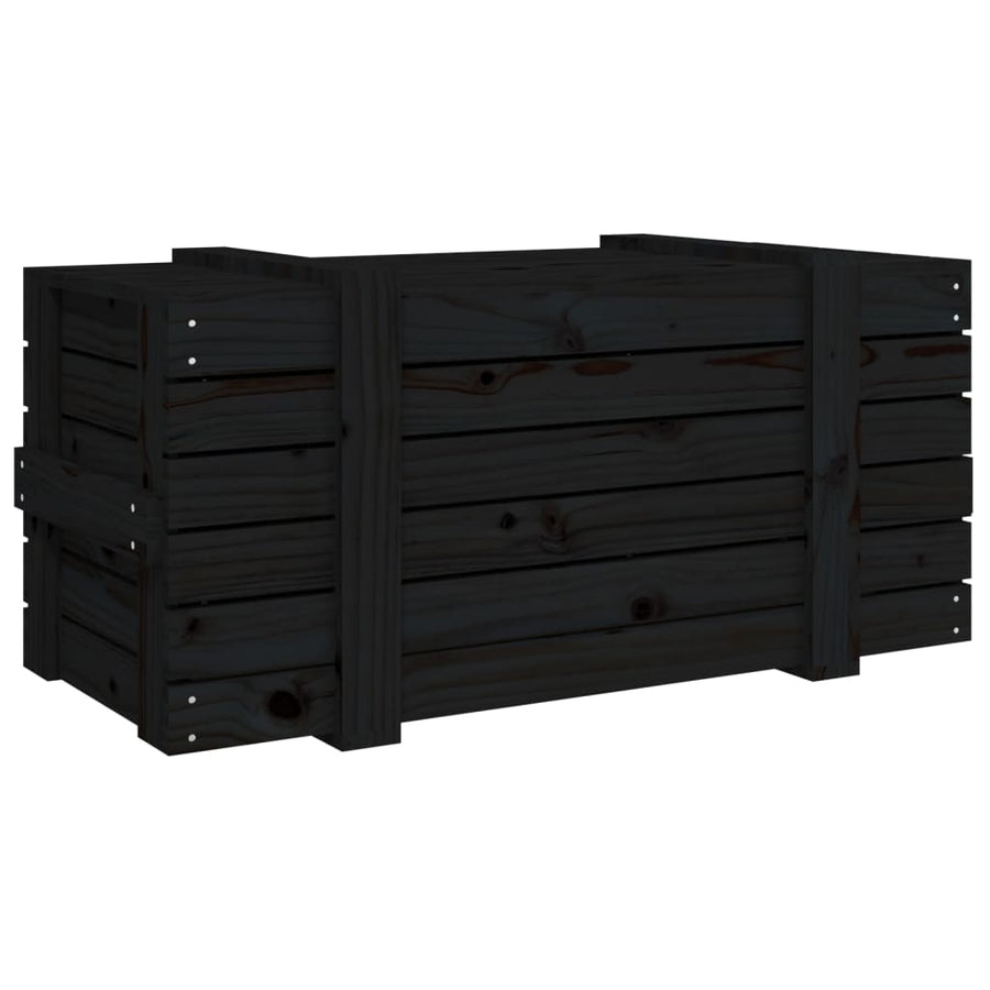 Opbergbox 9X40,5X42 Cm Massief Grenenhout 91 x 40.5 x 42 cm Zwart