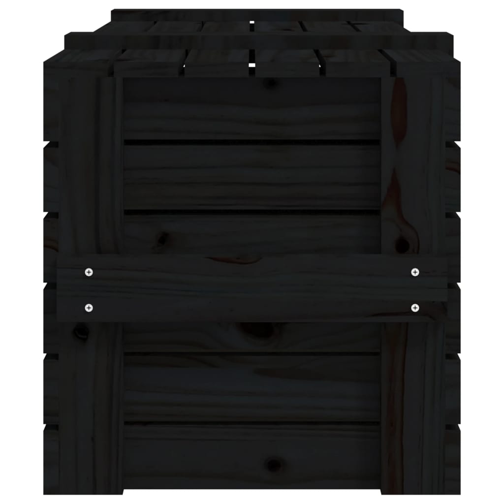 Opbergbox 9X40,5X42 Cm Massief Grenenhout 91 x 40.5 x 42 cm Zwart