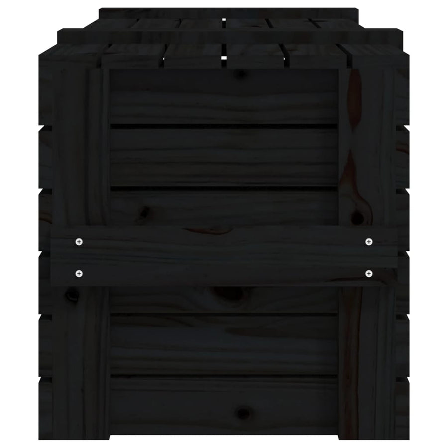 Opbergbox 9X40,5X42 Cm Massief Grenenhout 91 x 40.5 x 42 cm Zwart