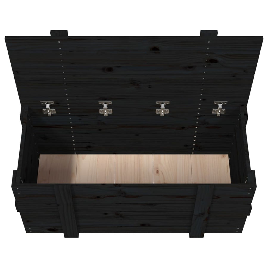 Opbergbox 9X40,5X42 Cm Massief Grenenhout 91 x 40.5 x 42 cm Zwart