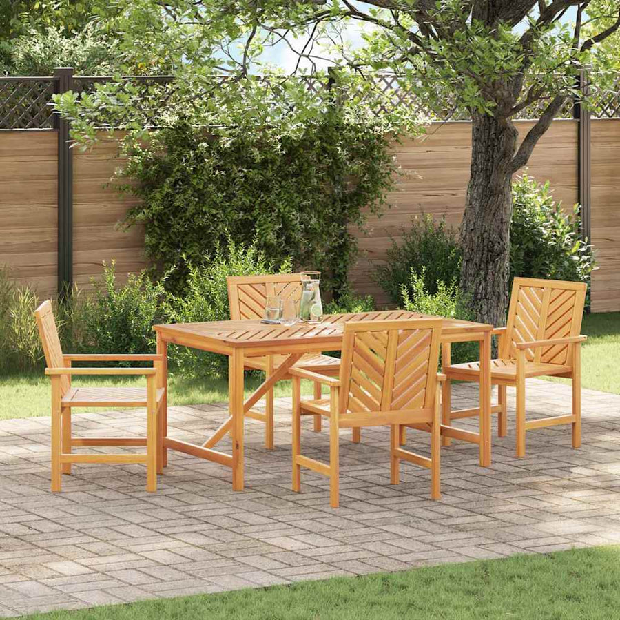 Tuin eettafelset 5 pcs Bruin Massief Acaciahout