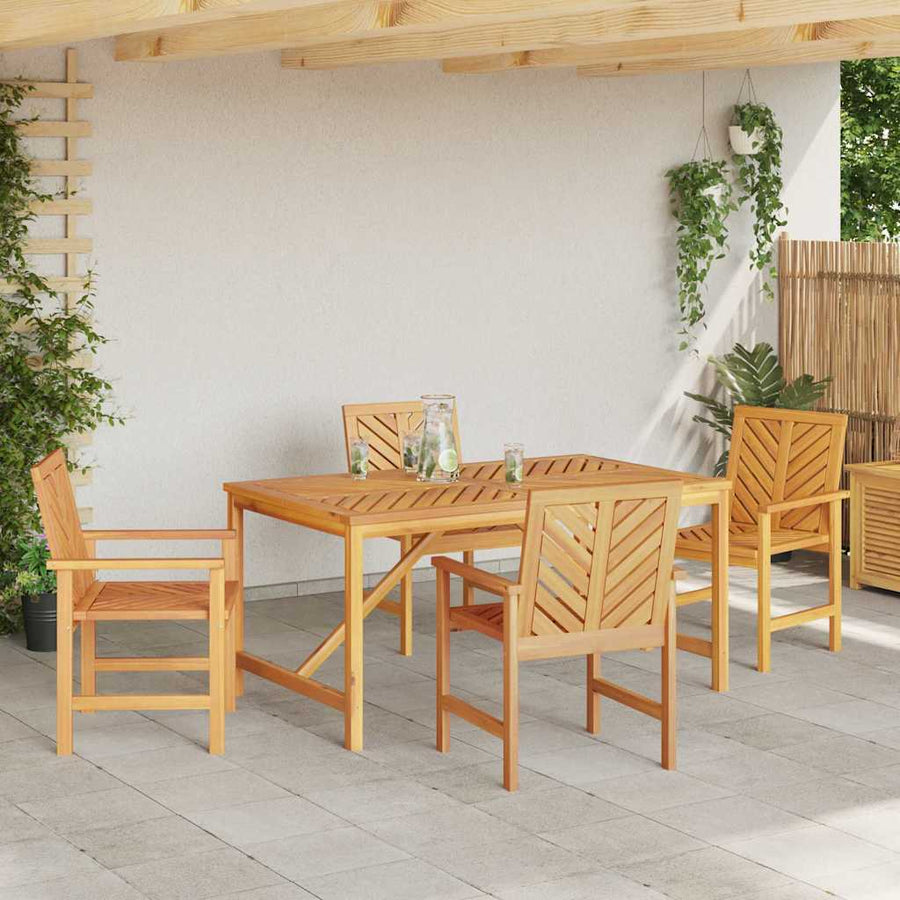 Tuin eettafelset 5 pcs Bruin Massief Acaciahout