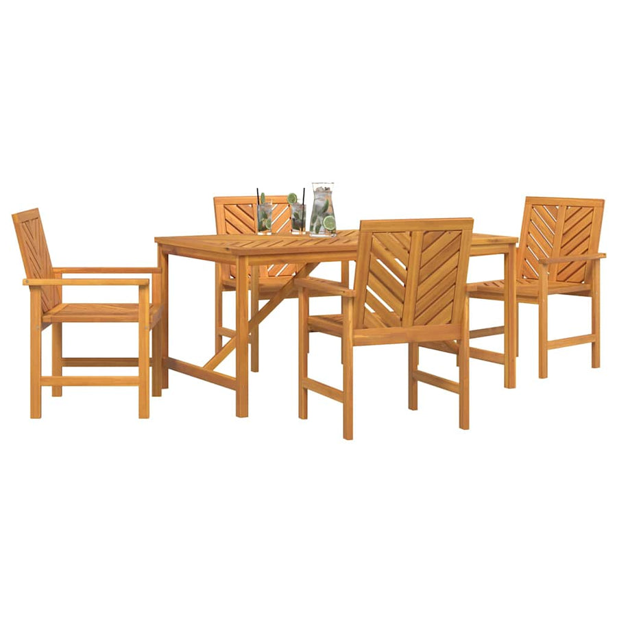 Tuin eettafelset 5 pcs Bruin Massief Acaciahout