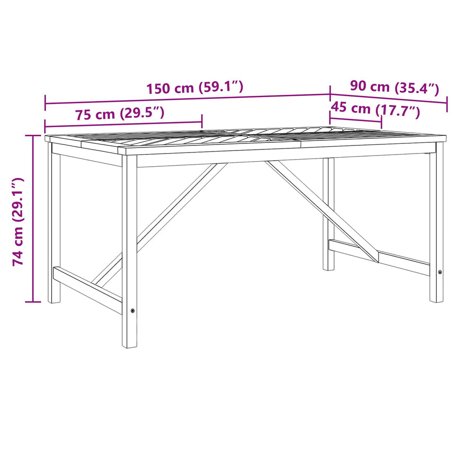 Tuin eettafelset 5 pcs Bruin Massief Acaciahout