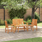 Tuin loungeset massief acaciahout bruin 4 personen