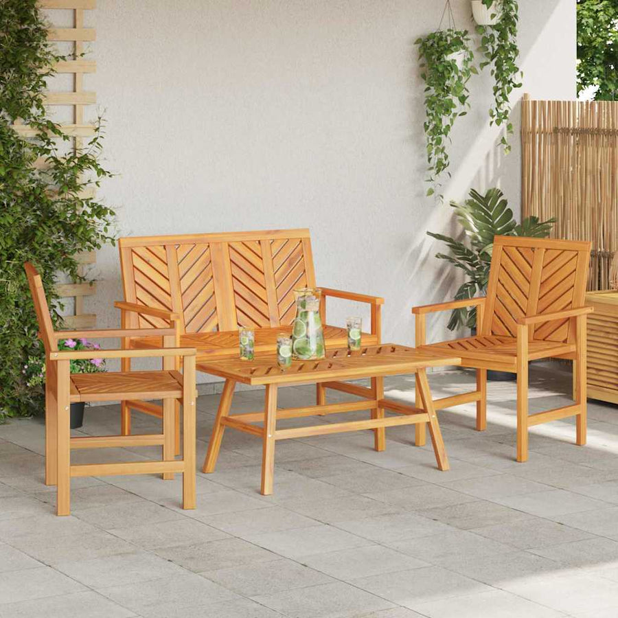 Tuin loungeset 4 pcs Bruin Massief Acaciahout