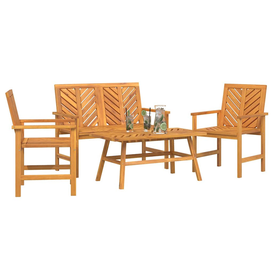 Tuin loungeset 4 pcs Bruin Massief Acaciahout
