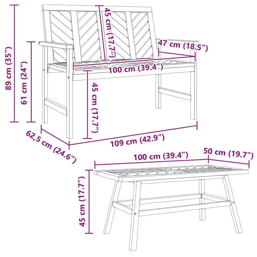 Tuin loungeset 4 pcs Bruin Massief Acaciahout