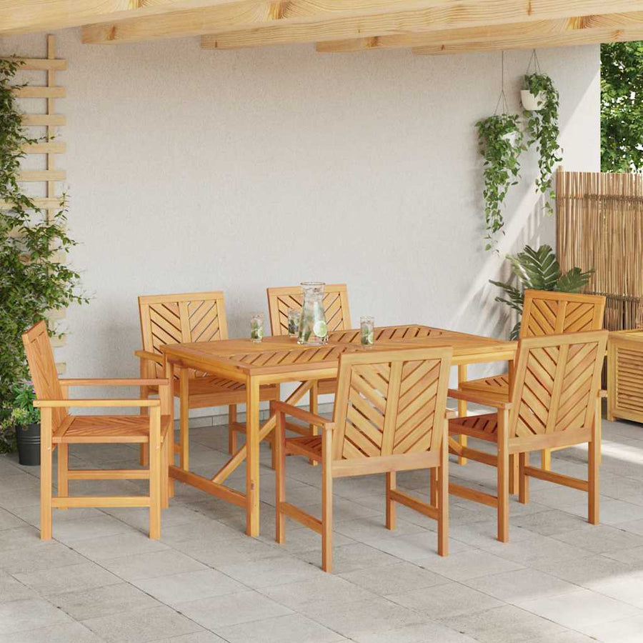 Tuin Eetset 6 pcs Bruin Medium Massief hout