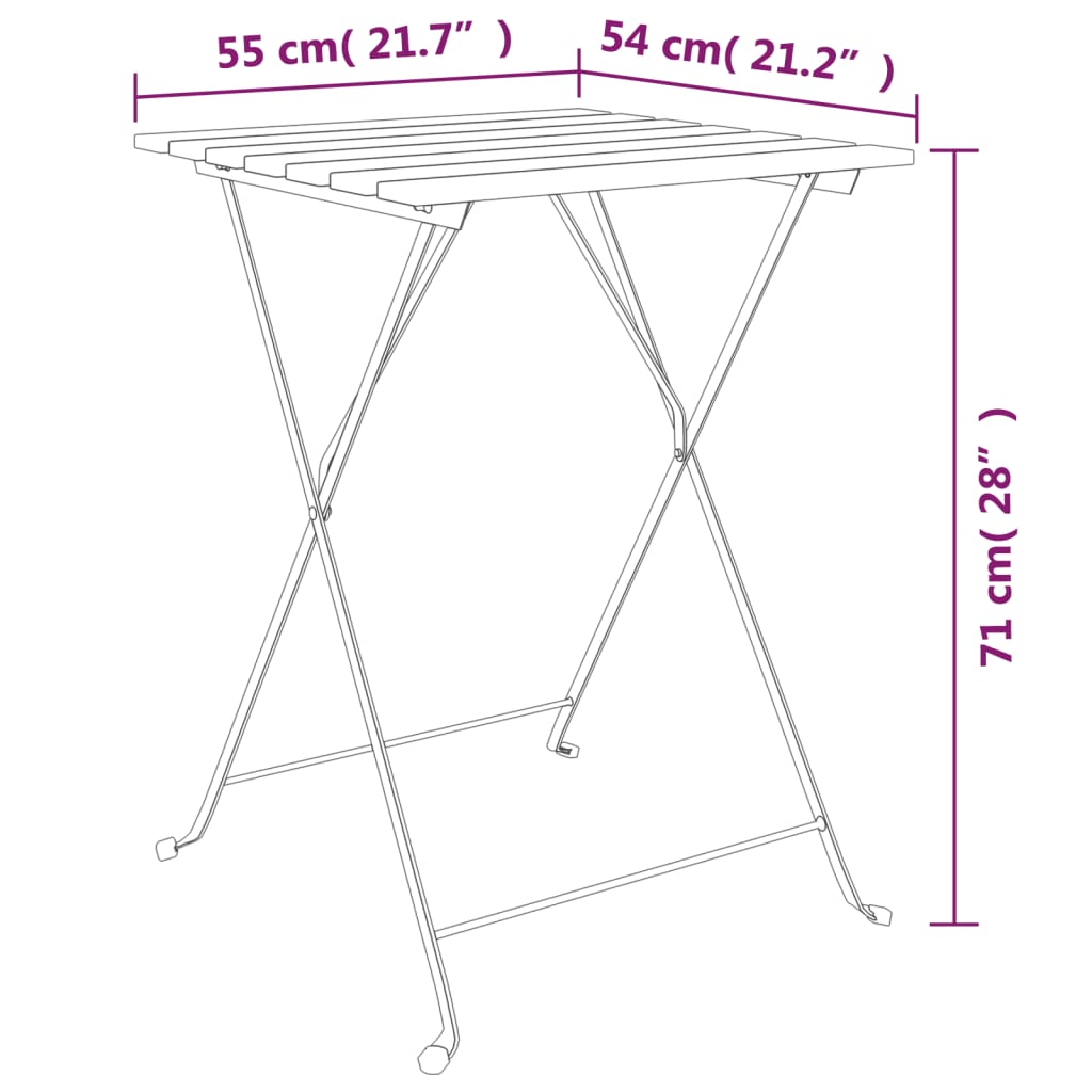 Bistrotafel Inklapbaar 55X54X71 Cm Massief Teakhout En Staal