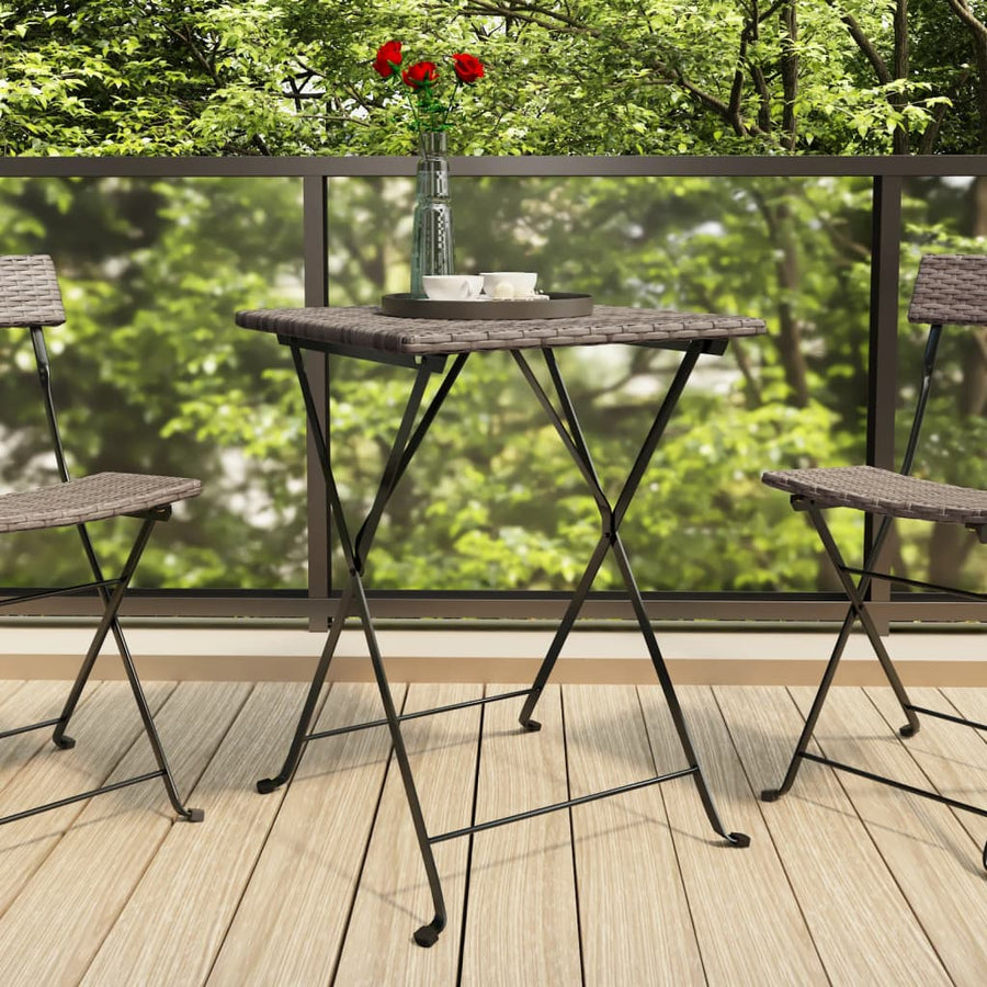 Bistrotafel Inklapbaar 55X54X71 Cm Poly Rattan Grijs
