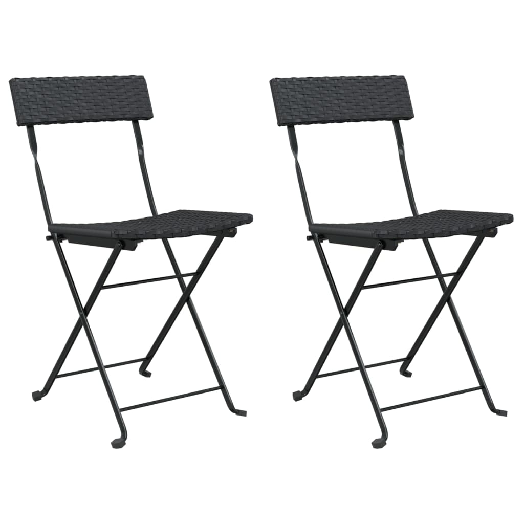 Bistrostoelen Inklapbaar Poly Rattan En Staal 2 Zwart