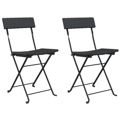 Bistrostoelen Inklapbaar Poly Rattan En Staal 2 Zwart