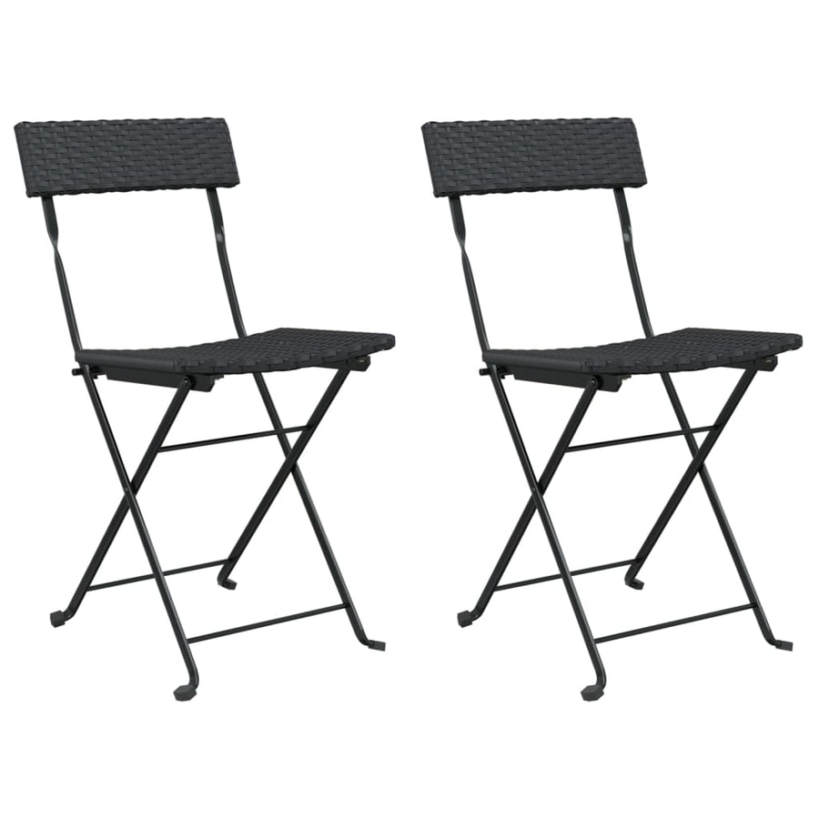 Bistrostoelen Inklapbaar Poly Rattan En Staal 2 Zwart