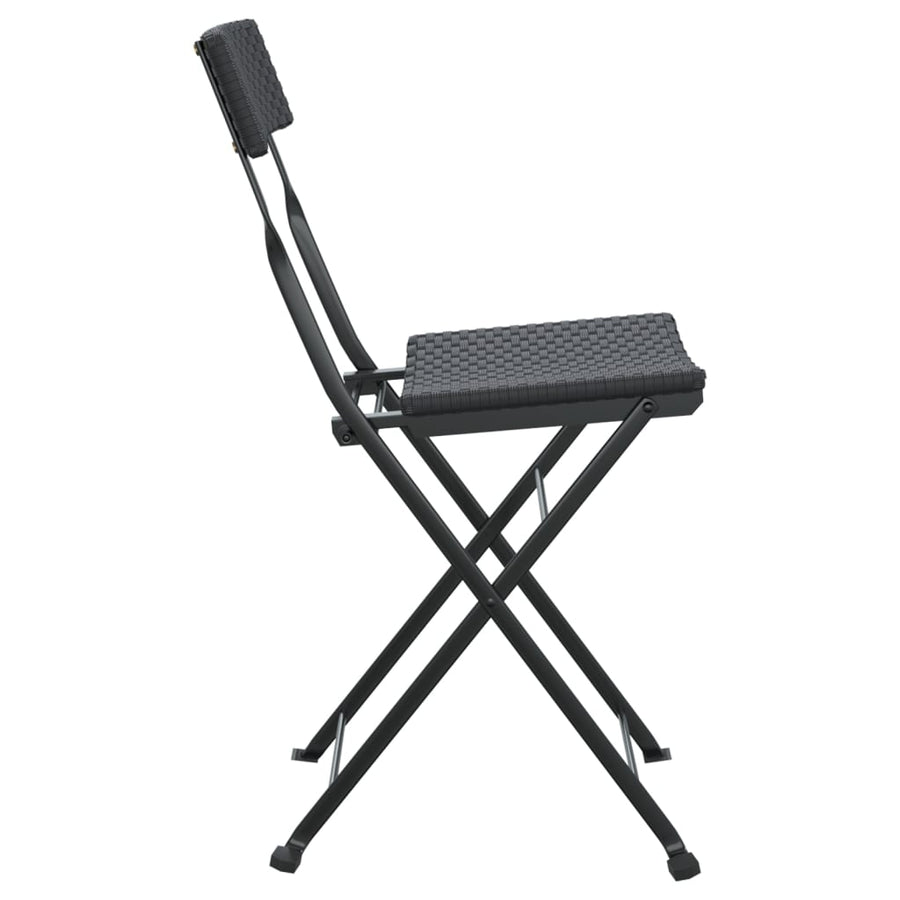 Bistrostoelen Inklapbaar Poly Rattan En Staal 2 Zwart