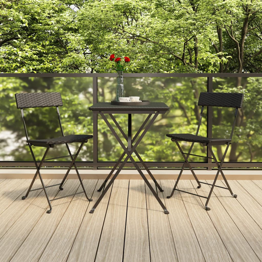 Bistrostoelen Inklapbaar Poly Rattan En Staal 2 Zwart