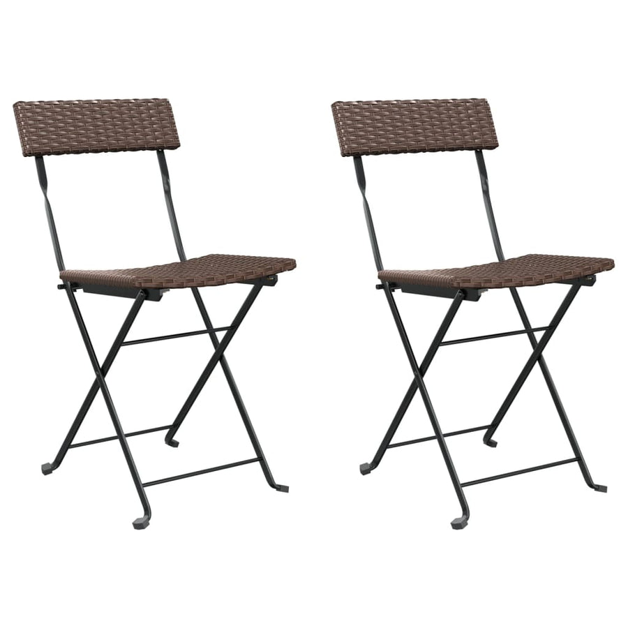 Bistrostoelen Inklapbaar Poly Rattan En Staal 2 Bruin