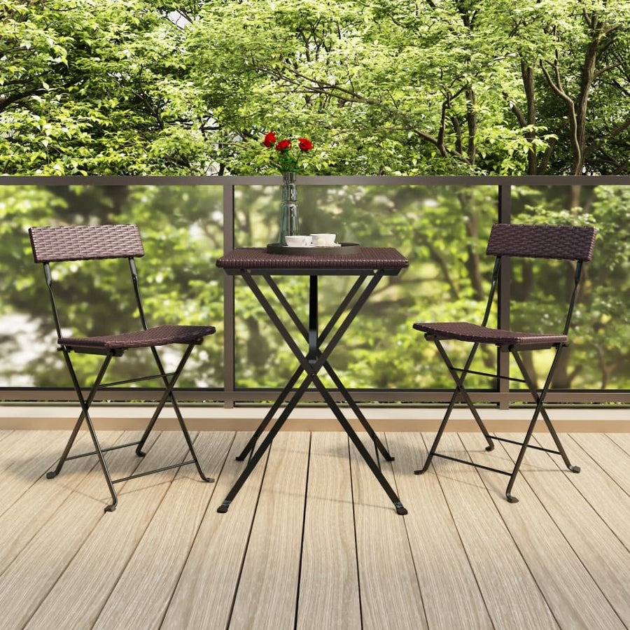 Bistrostoelen Inklapbaar Poly Rattan En Staal 2 Bruin