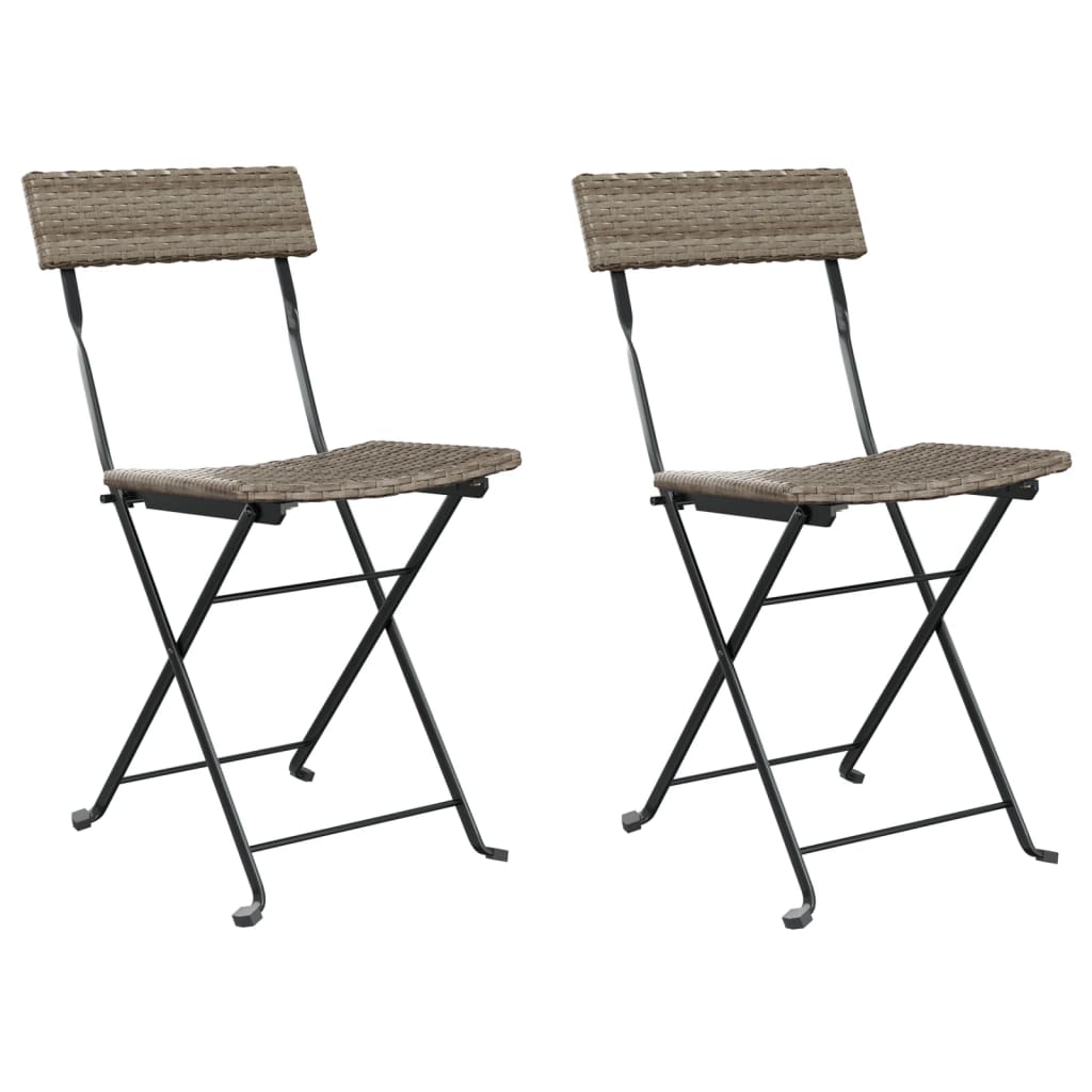 Bistrostoelen Inklapbaar Poly Rattan En Staal 2 Grijs
