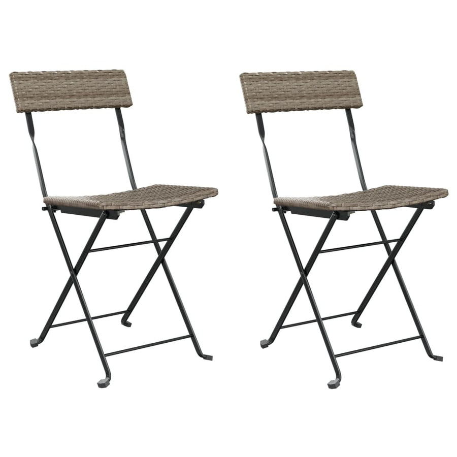 Bistrostoelen Inklapbaar Poly Rattan En Staal 2 Grijs