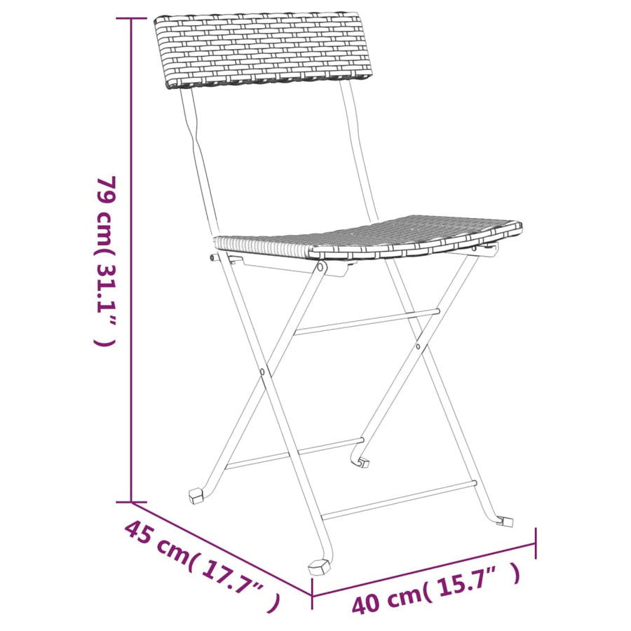 Bistrostoelen Inklapbaar Poly Rattan En Staal 2 Grijs