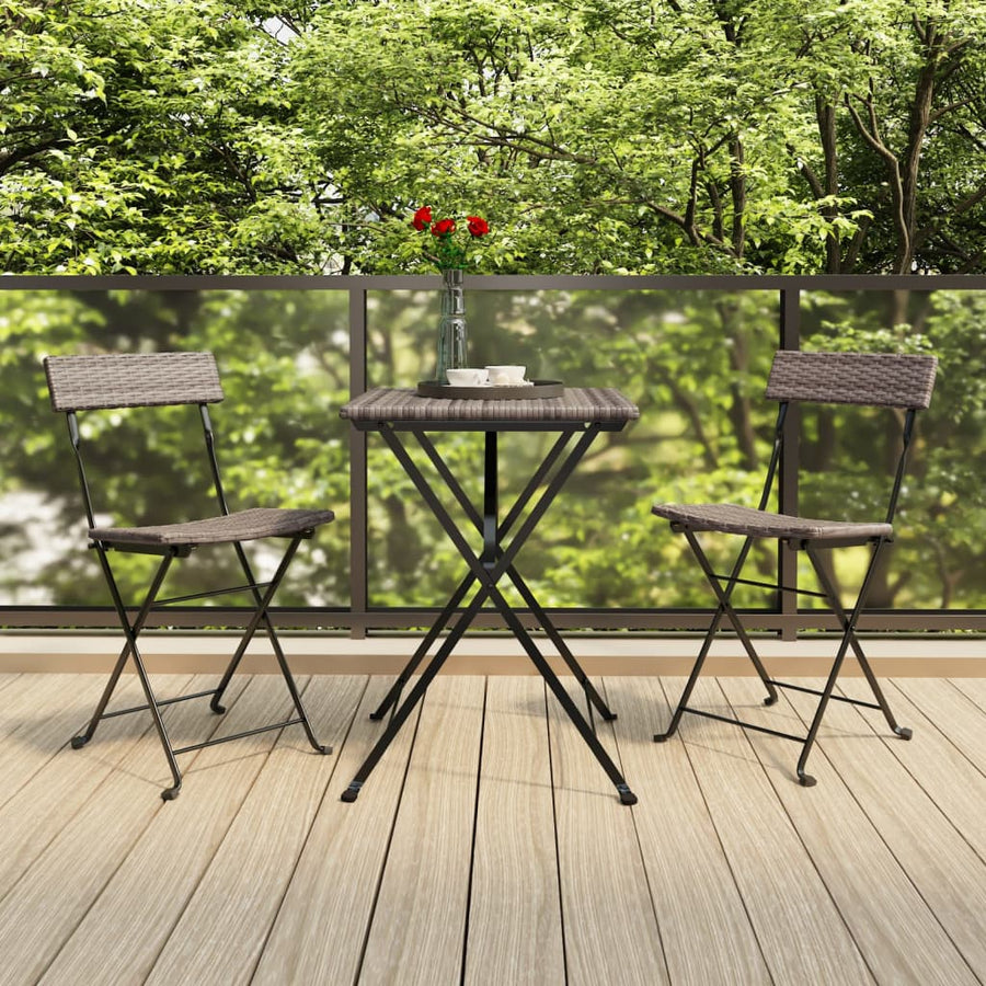 Bistrostoelen Inklapbaar Poly Rattan En Staal 2 Grijs