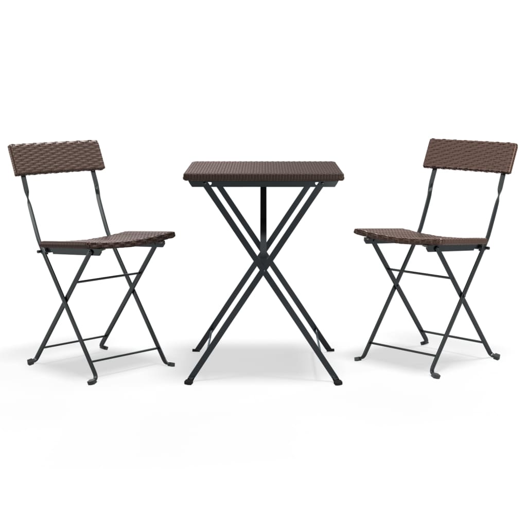 -Delige Bistroset Inklapbaar Poly Rattan Bruin