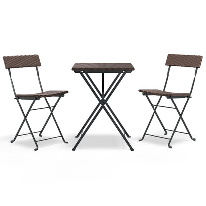 -Delige Bistroset Inklapbaar Poly Rattan Bruin
