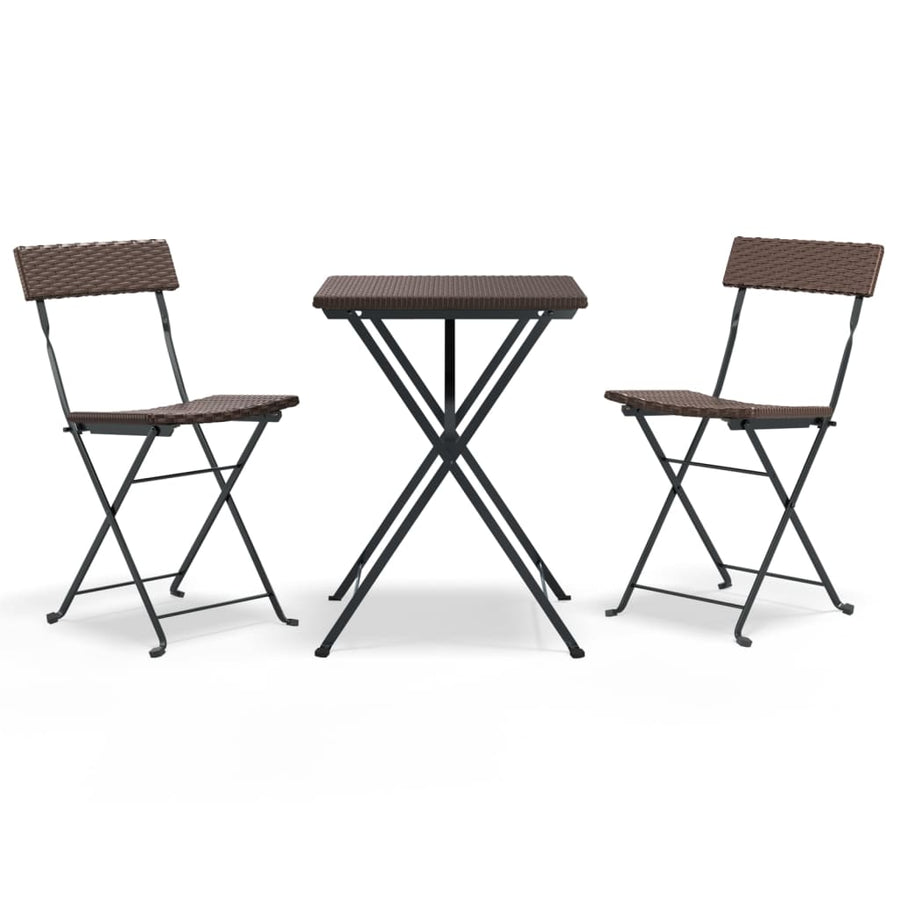 -Delige Bistroset Inklapbaar Poly Rattan Bruin