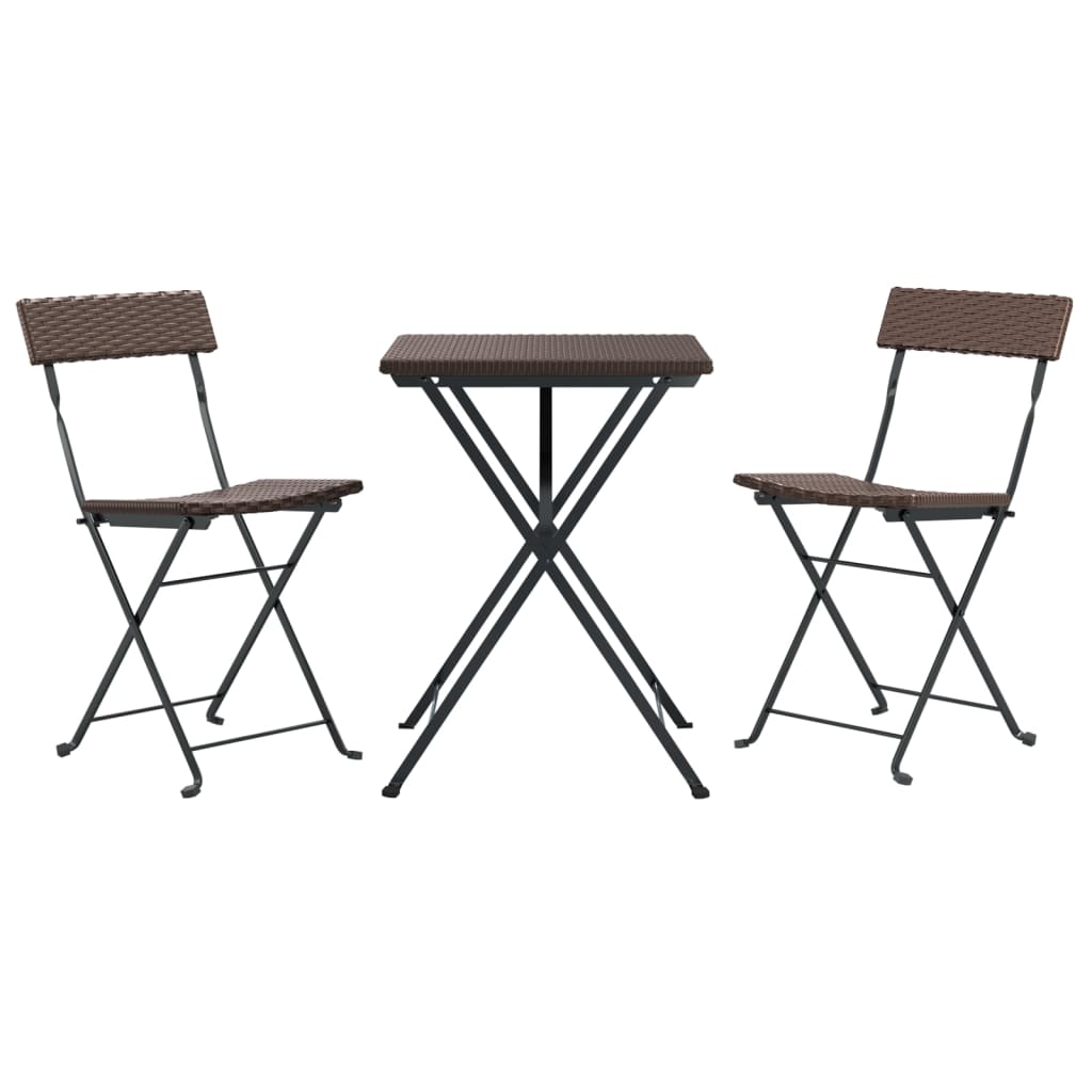-Delige Bistroset Inklapbaar Poly Rattan Bruin