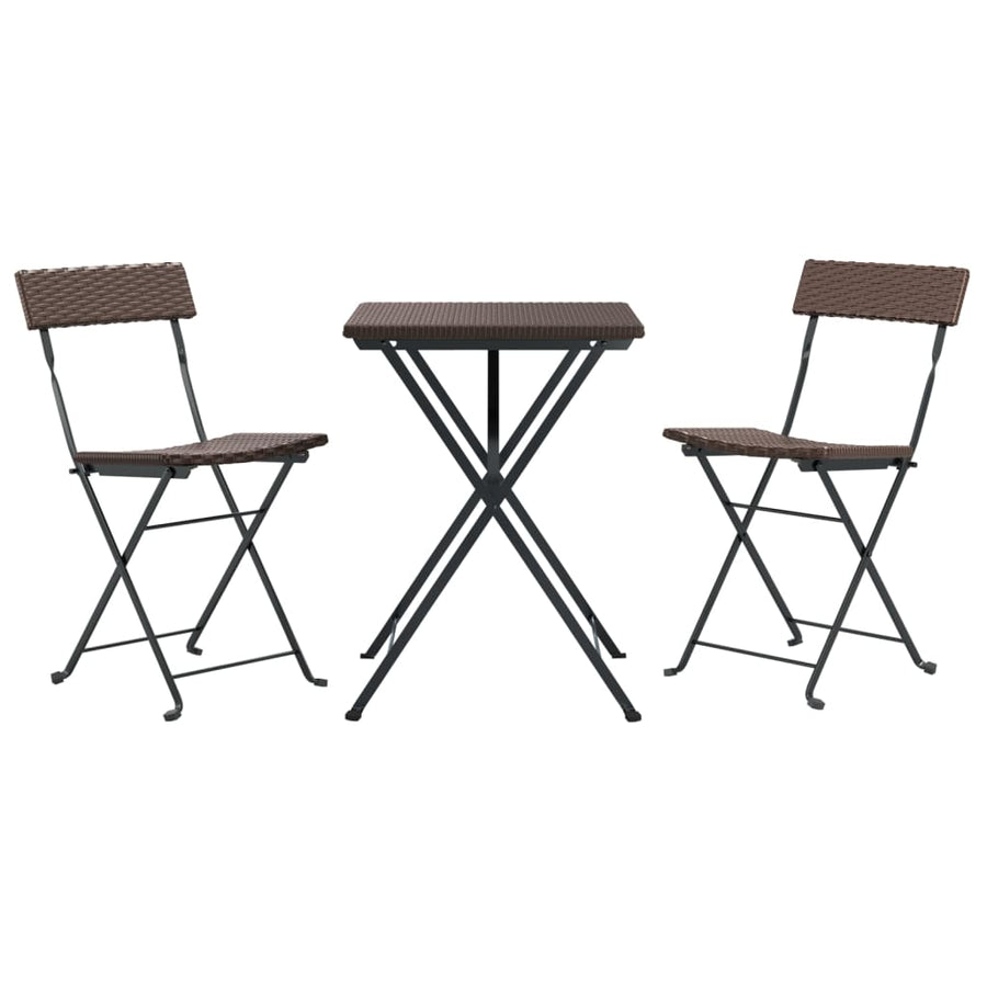 -Delige Bistroset Inklapbaar Poly Rattan Bruin