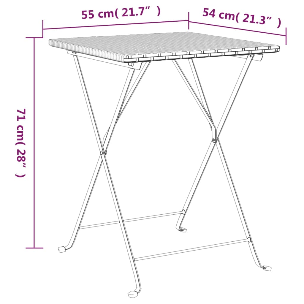 -Delige Bistroset Inklapbaar Poly Rattan Bruin