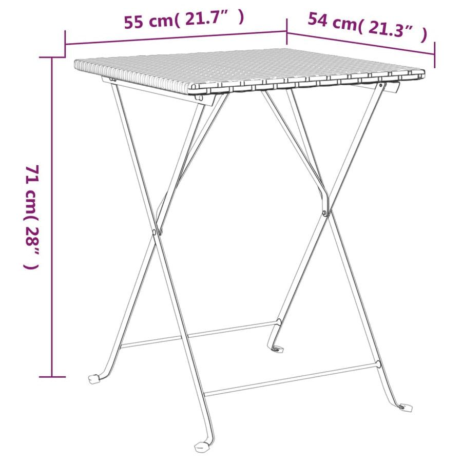 -Delige Bistroset Inklapbaar Poly Rattan Bruin