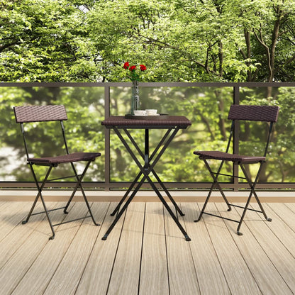 -Delige Bistroset Inklapbaar Poly Rattan Bruin