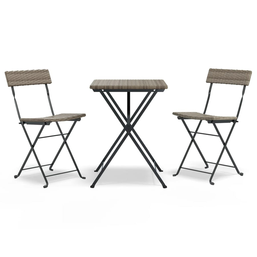 -Delige Bistroset Inklapbaar Poly Rattan Grijs