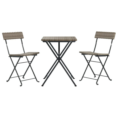 -Delige Bistroset Inklapbaar Poly Rattan Grijs