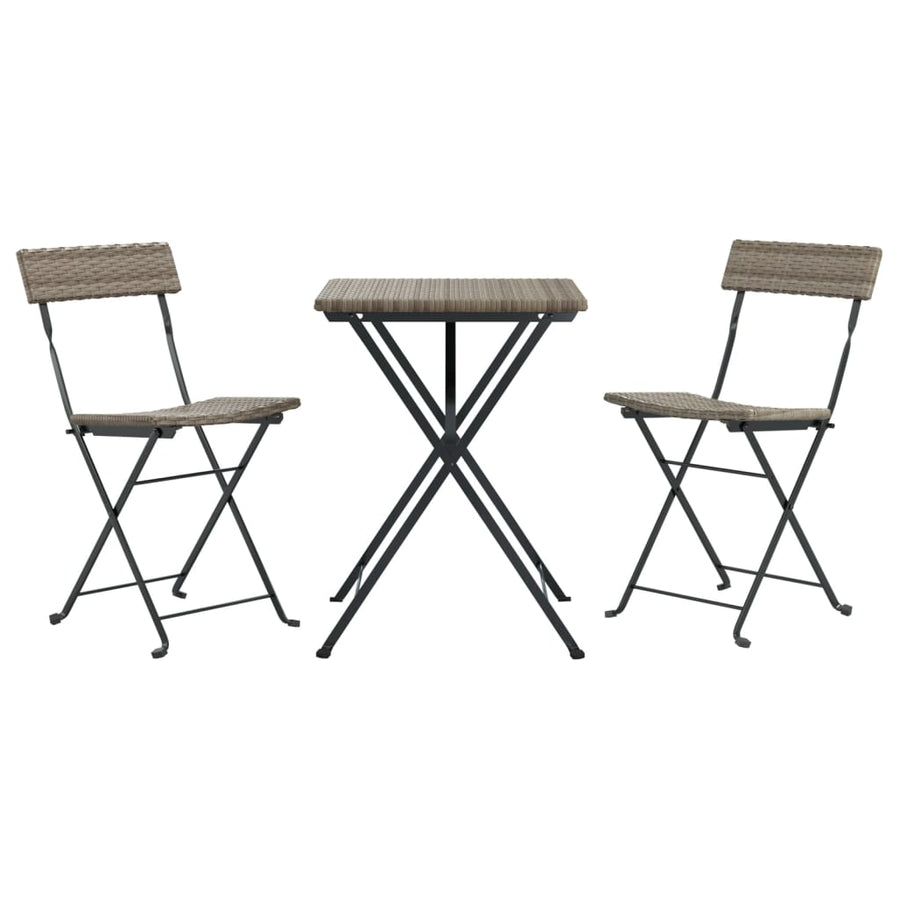 -Delige Bistroset Inklapbaar Poly Rattan Grijs