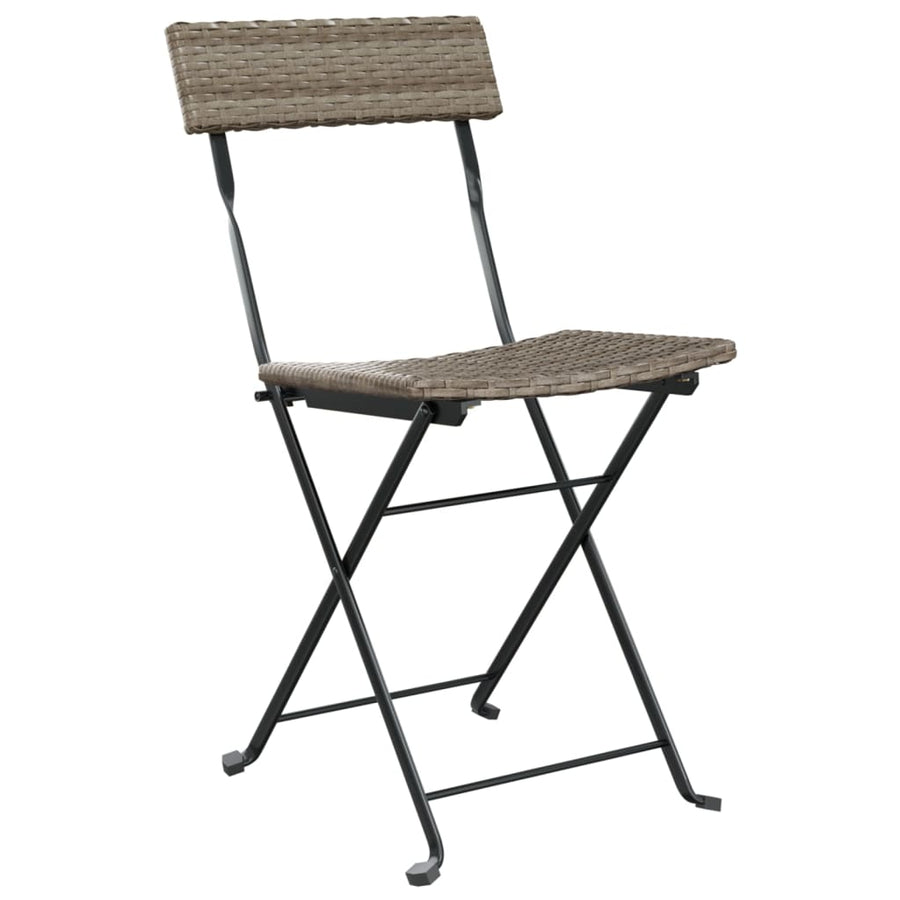 -Delige Bistroset Inklapbaar Poly Rattan Grijs
