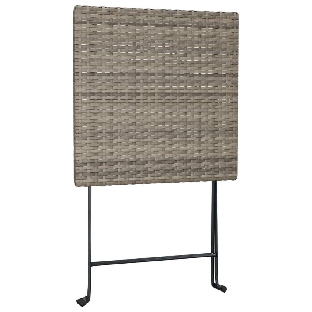 -Delige Bistroset Inklapbaar Poly Rattan Grijs
