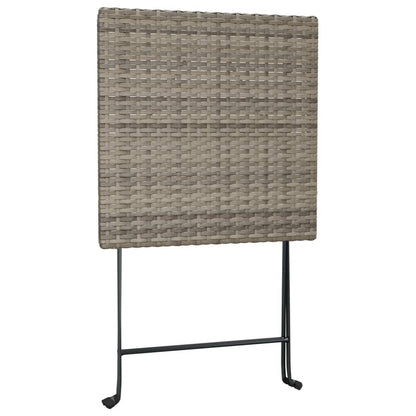 -Delige Bistroset Inklapbaar Poly Rattan Grijs
